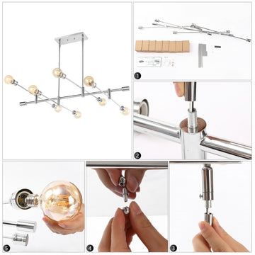 Atlas Modern Vintage Iron Arm-Adjustable LED Chandelier - JONATHAN Y
